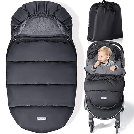 Orzbow Winter Footmuff Pushchair Foot Muff Buggy Zip Black