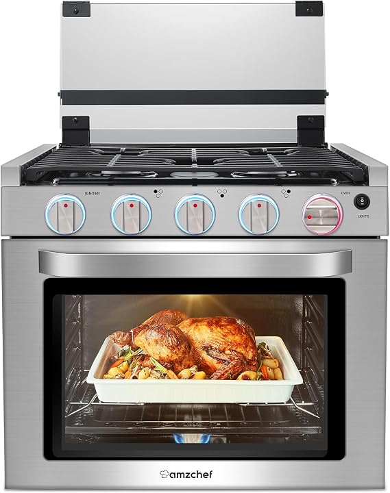 AMZCHEF 21 Inch RV Gas Range, 3 Burners 28,100 BTU Oven for RV/Camper/Trailer
