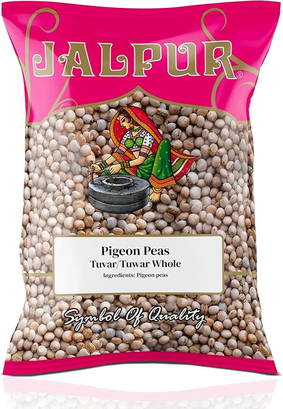 JALPUR MILLERS Premium Pigeon Peas (Tuwar Whole) 1kg – Whole Toor Dal, High-Protein Legume for Indian Cooking – Natural, Vegan-Friendly, Ideal for Curries, Stews, and Soups – Rich in Fibre