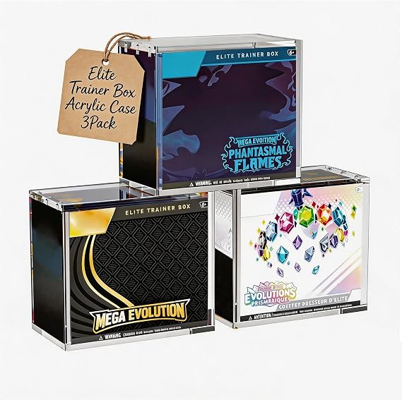 ETB Protector Case 3 Pack, ETB Acrylic Case with Sliding Magnetic Lid