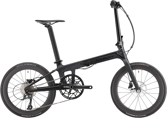KABON New Upgrade Folding Bike, 20 Inch Carbon Fiber Frame with Carbon Wheelset 9 Speed Mini City Bike Foldable Bicycle for Women Adults Men Ultra-Light