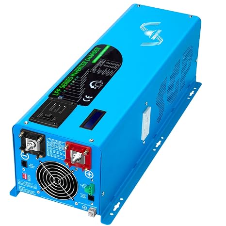 SUNGOLDPOWER 6000W 24 Vdc Inverter Charger,Peak 18000w,240 Vac Input, 120V/240V AC Output Split Phase,Low Frequency,Pure Sine Wave with LCD Remote Controller(Updated Version) Blue