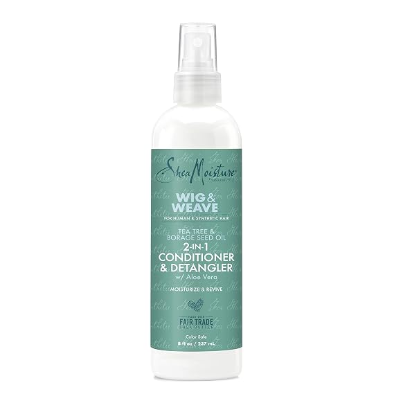 SheaMoisture 2in1 Conditioner and Detangler Leave-In Conditioner for Wig Tea Tree and Borage Seed Oil Paraben Free Conditioner 8 oz