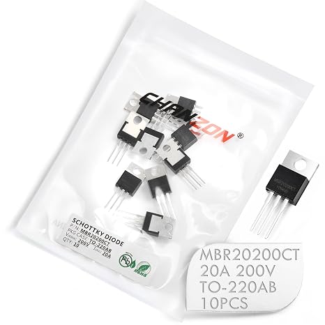 (Pack of 10 Pieces) Chanzon MBR20200CT Schottky Barrier Rectifier Diodes 20A 200V TO-220AB (TO-220) 20 Amp 200 Volt