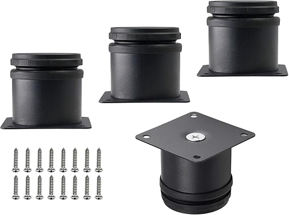 Set of 4 Adjustable Stainless Steel Furniture Legs 2 Inch Black