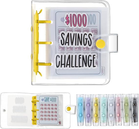 Jetec 1 Pcs 1000 Mini Money Saving Binder for Budgeting, Yellow