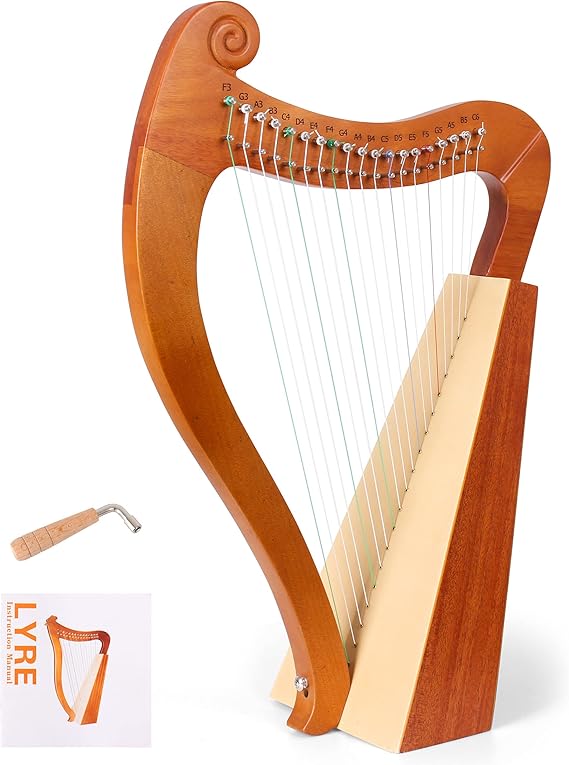 19-String Lyre Harp with Tuning Wrench Harp Instruments, Lyre Harp is Good Choice for Music Lovers, Beginners and Friends