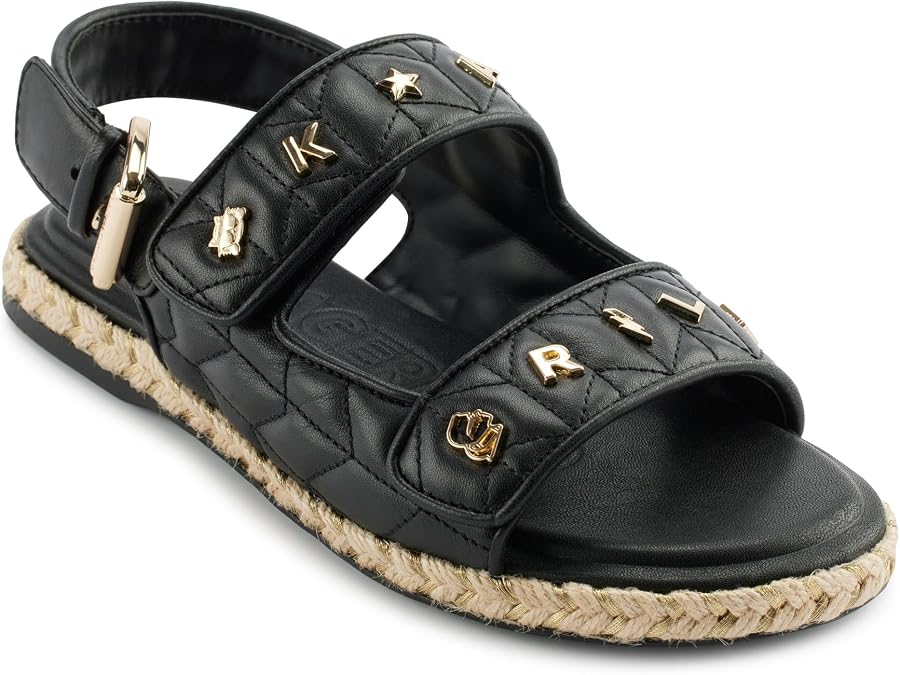 KARL LAGERFELD Women's Charlay Double Strap Sandal With Pin Embellishments
