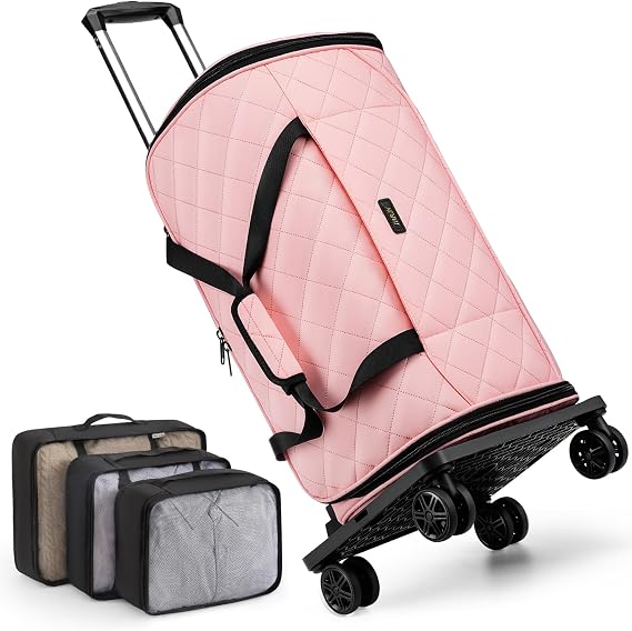 Rolling Garment Bag for Travel, 50L Duffle Bag with Shoe Compartment, 4pcs