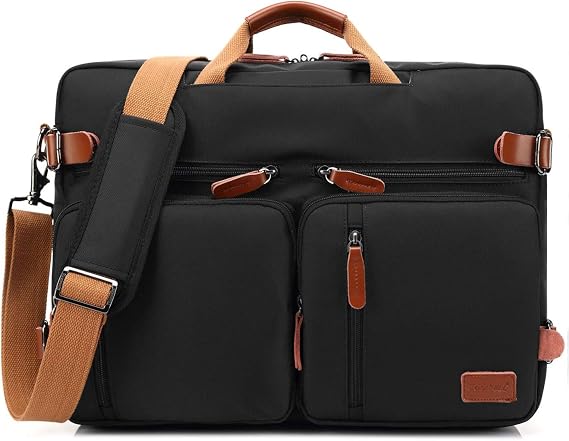 CoolBELL Convertible Backpack Messenger Shoulder Bag Laptop Case Handbag Business Briefcase Multi-Functional Travel Rucksack Fits 15.6 Inch Laptop for Men/Women (Black)
