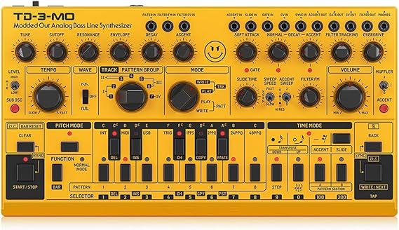 Behringer TD-3-MO-AM Modded Out Analog Bass Line Synthesizer with VCO, MIDI-Controllable VCF and Sub-Harmonics Oscillator