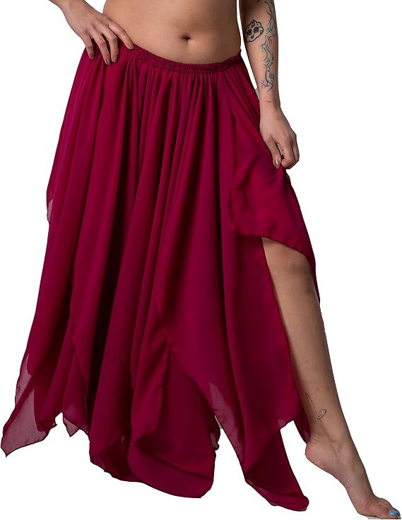 Miss Belly Dance Womens Full Sheer Chiffon 13 Panel Skirt with Side Hook -SKC02 ONE Size