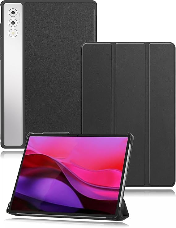Case for Lenovo Yoga Tab Plus 12.7 inch Tablet,toergy Slim Stand Tri-Fold Hard Protective Case Cover,Waterproof,Shockproof & Dustproof,Black