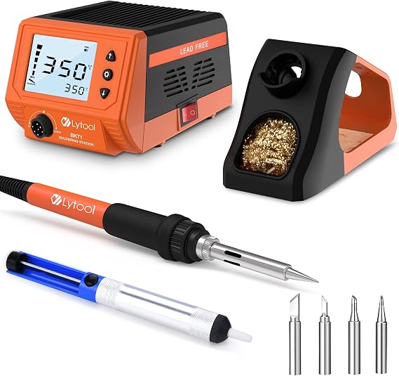 Soldering Station Lytool 60W Soldering Station with Large Display Temperature Range 180°C - 480°C Password Protection Standby Mode for School Laboratory and Hobby Soldering Password protection standby mode for school laboratory and hobby soldering