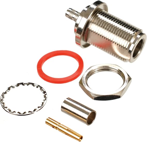 N Jack (Female) Bulkhead Connector for RG58, CA195, Times Microwave LMR195 and Equivalent Cable