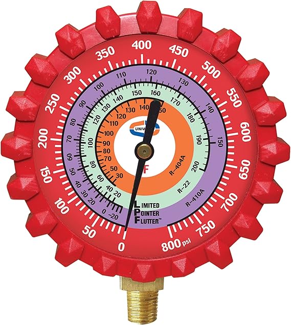 Uniweld G529LD 2-1/2" Red/High Pressure LPF Gauge W/Boot, (PSI F) (R410A/R22/R404A)