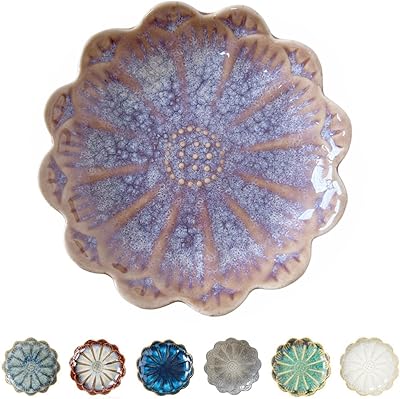Ceramic Spoon Rest for Stove Top, Flower Cute Spoon Rest for Kitchen Counter, Cooking Spoon Holder for Kitchen Counter, Utensil Rest Spatula Rest Ladle Holder Tong Rest, 1 PC Retro, Lavender Purple