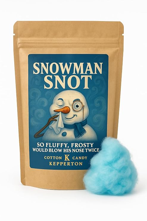 Kepperton Snowman Snot - Premium Cotton Candy - Frosty Blue Flavor - Gourmet Gift for Holidays, Birthdays, and Bachelorette Parties - Whimsical Winter Treat