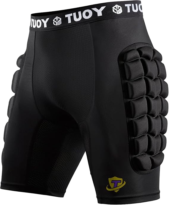 Football Girdle Padded Compression Shorts Padded Baseball Sliding Shorts Thigh Protector Black Size XXL