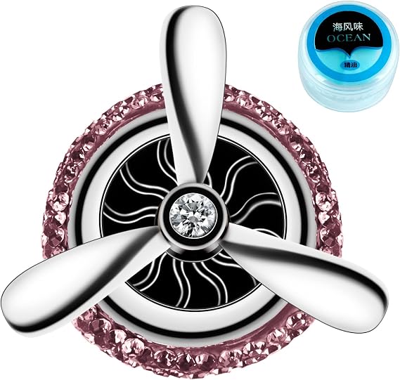 eing Car Air Freshener,Turbo Spinning Car Vent Clip Fragrance Diffuser,Essential Oil Air freshener with Bling Crystal Diamonds,Stylish Propeller Shape Car Decor (1 - Pack Purple)