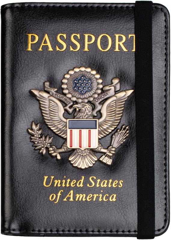 TOURSUIT RFID Blocking Passport Holder, Leather Travel Wallet, Black