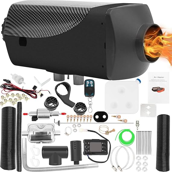 12V 5KW Diesel Heater, Portable Diesel Air Heater with Remote Control and LCD Screen, Diesel Air Heater, Fast Heating, for Car SUV RV Trailer Camper Boat and Bus(Black)