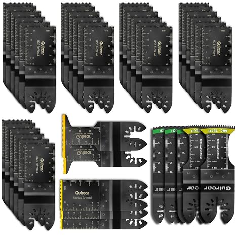 40Pcs Wood Oscillating Multitool Blades Quick Release Saw Blades Kit | Titanium-Coated Blades,for Cut Wood/Metal/Plastic Ideal Wood Accessories,Compatible with Dewalt,Milwaukee Oscillating tools