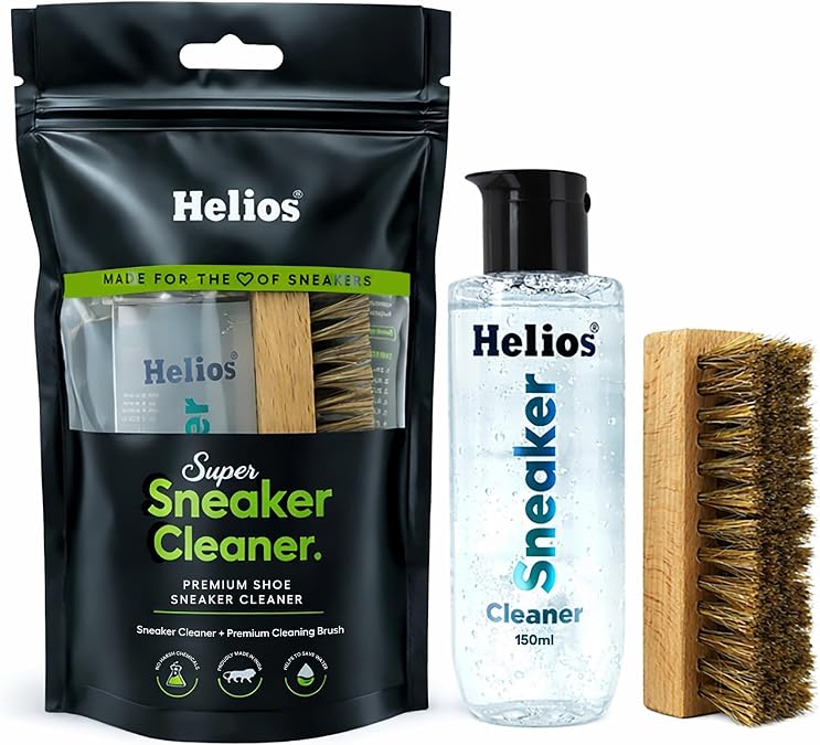 Helios Super Sneaker Cleaner Kit 125 ml (4.2 OZ) | Sneaker cleaning kit | Shoe cleaner kit | Used for Nubuck Sport Shoes White shoes Leather Shoes,Canvas Shoes.| Content Shoe cleaner + Shoe Brush.