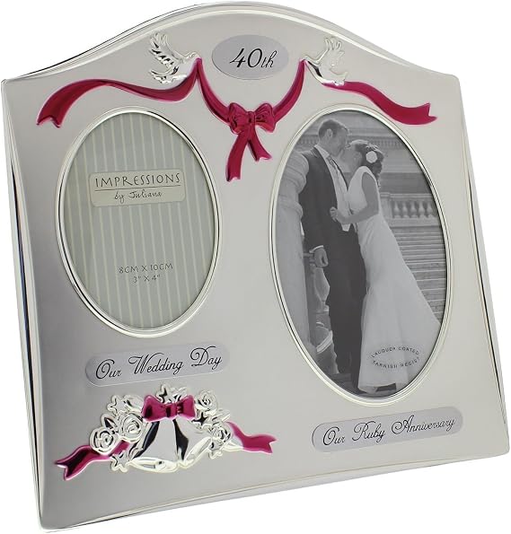 Juliana Photo Frame 2 Tone Silver Plated Double Wedding Anniversary - 40th Ruby FS55040