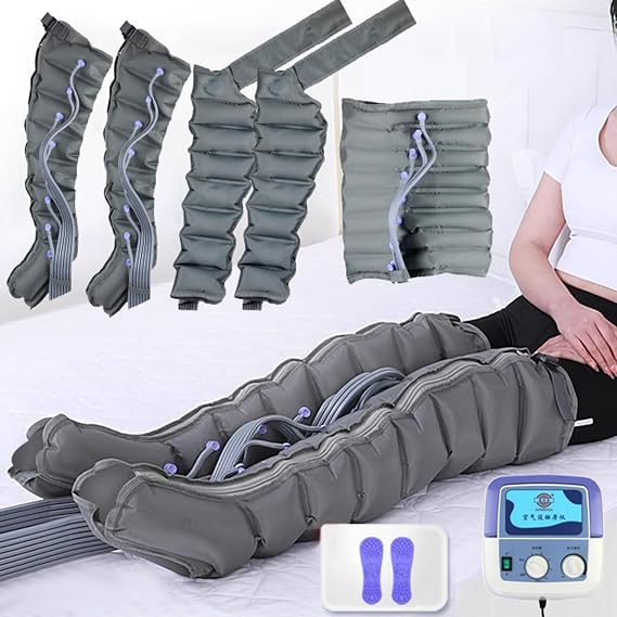 Air Compression Massager for Full Body, Electric Lymphatic Drainage Device with Timed Adjustable Pressure for Waist, Arms, Legs, and Feet