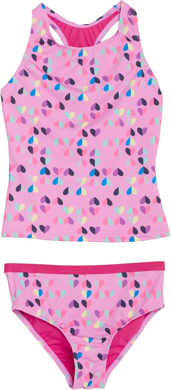 Lands' End Girls' UPF 50+ Swim Bikini Bottom and Racerback Tankini Set