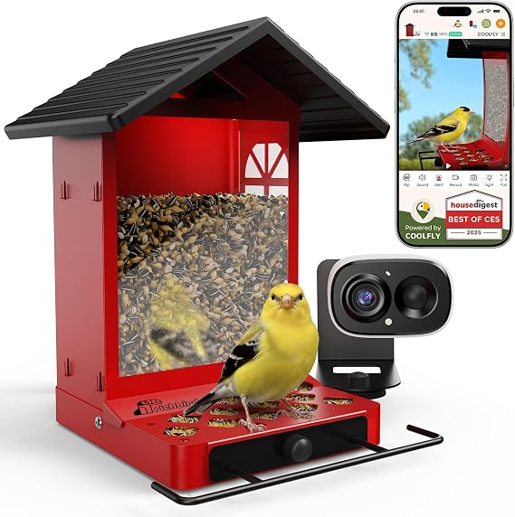 Smart Bird Feeder with Camera, 2.5K Ultra-HD Bird Camera | Free AI Identify Bird Species, Live Stream, Solar Powered Bird Feeder, 2.4L Large Capacity, Gift for Men Women Bird Lovers