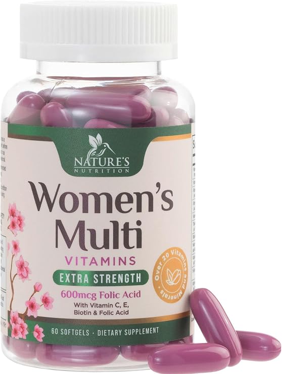 Multivitamin for Women - Complete Daily Womens Multivitamins with Calcium, Folic Acid, Vitamin A, C, D, E, B Vitamins, Zinc and Iron - Vitamins for Bone, Energy & Immune Support - 60 Softgels