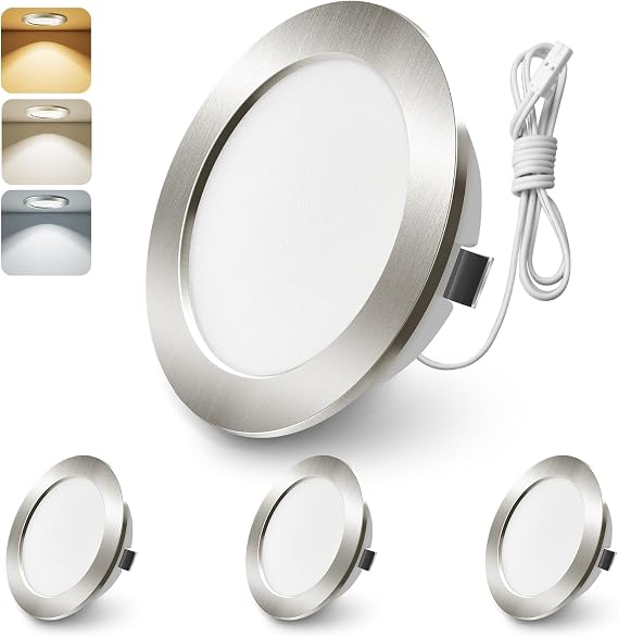 ALUSSO 3 Pack 12V LED Spot（Not Dimmable,Recessed Lights for Caravan,Nickel [Energy Class F]