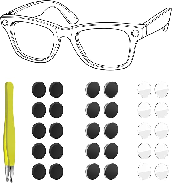 HiBloks Light Blocking Set for Ray-Ban Meta Wayfarer/Skyler/Headliner Gen 2 & Oakley Meta HSTN, Come with 10Pcs LED Blocking Stickers, 10Pcs Lens Protective Stickers, 10Pcs Lens Shade Stickers