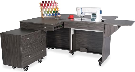 Kangaroo Quilting Storage Sewing Cabinet with Joey Storage Caddy - Gray