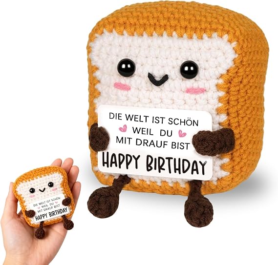 Positive Toast Mould Handmade Toast Lucky Charm Knitted Toast Doll Birthday Gift for Women Pocket Hug Figures Gift for Girlfriend Wife Mum Birthday