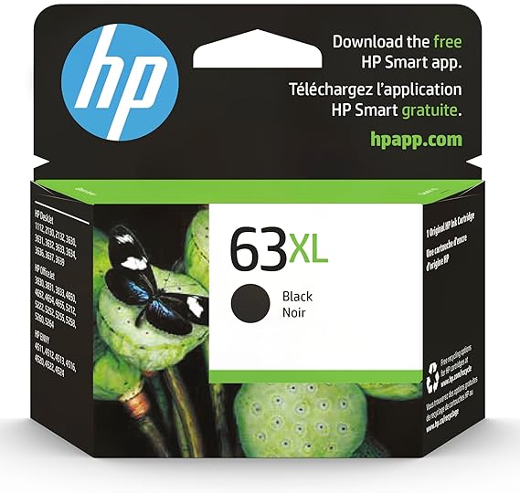 HP 63XL Black High-Yield Printer Ink Cartridge Printers | Works with DeskJet 1112, 2130, 3630;Envy 4510, 4520; OfficeJet 3830, 4650, 5200 | Eligible for Instant Ink | F6U64AN