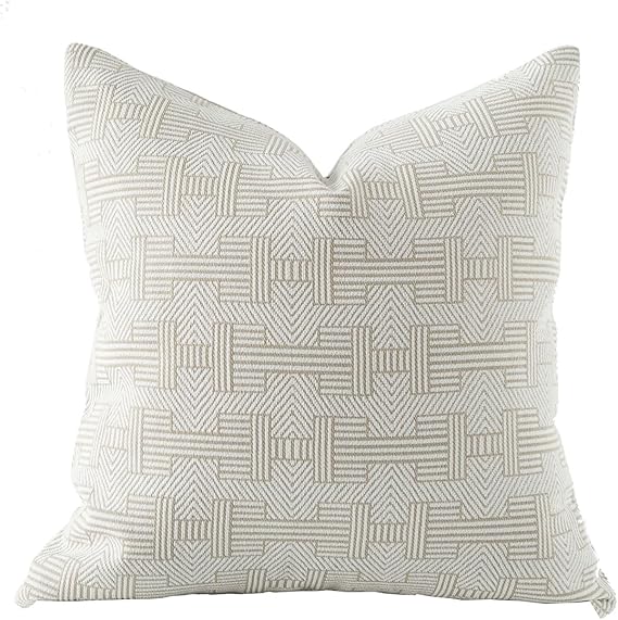 Croker Horse 20x20'' Inches Throw Pillow Cushion Cover - Emma Beige Tawny Birch Stripe Pattern Series Luxury Couch Sofa Pillow for Living Room Bedroom