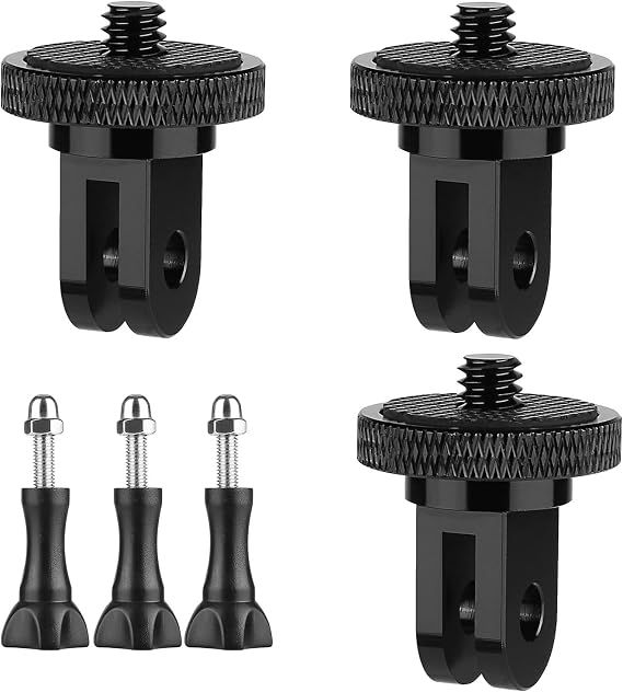 6 Pack Aluminum 1/4"-20 Camera Tripod Adapter, Compatible with GoPro and Insta360 Action Cameras, 1/4" Mount Adapter for Standard 1/4 Accessories