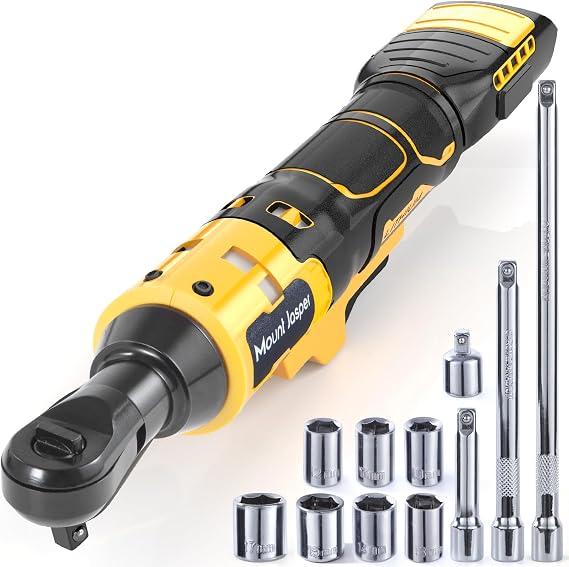 3/8" Brushless Cordless Ratchet Wrench Compatible with Dewalt 20V Battery | 74 Ft-Lbs torque, variable speed, includes 1/4" adapter & 3/6/10" extensions, for auto repair(No Battery)
