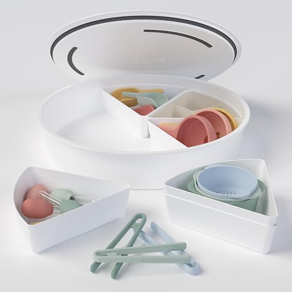 Explorer Bundle | Sensory Bin with Lid | Tuff Tray Accessories | Sensory Bin and Lid | Includes 1 PlayTRAY, Compartments, Bowls, Scoops, Droppers, Funnels, Tongs