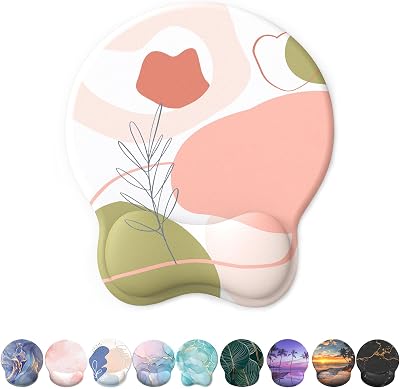eulps Mouse Pad with Wrist Rest, Comfortable Computer Mousepad with Gel Wrist Support Smooth Surface and Non-Slip PU Base for Pain Relief, Laptop, Office & Home Rose