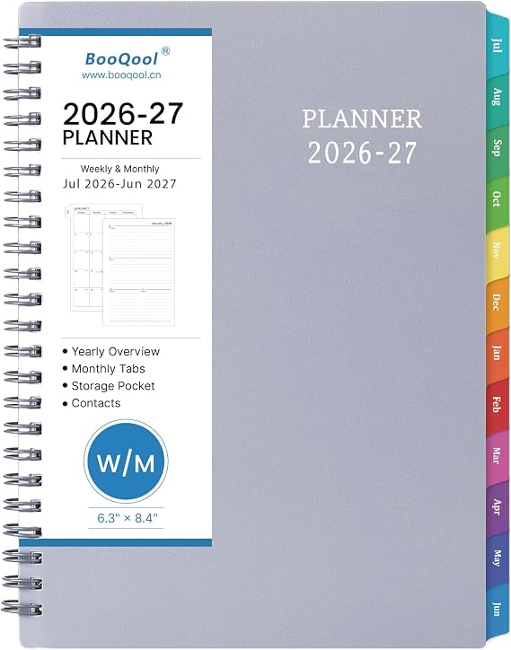 Planner 2026-2027 - JUL 2026 - JUN 2027, 2026-2027 Calendar Planner, Weekly and Monthly Planner, 6.25" 8.3", Tabs, Inner Pocket, Strong Twin-Wire Binding, Improving Your Time Management Skill