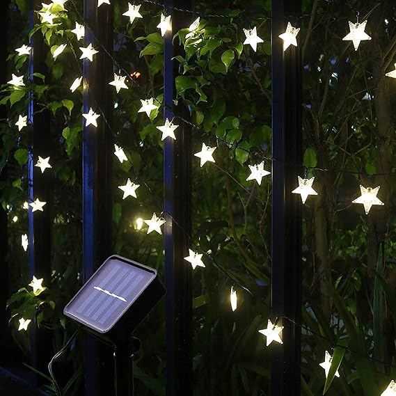 Solar String Lights, 29Ft/9M 60 LED Solar Star String Lights Warm White Solar Powered Fairy Lights Outdoor 8 Modes Waterproof Festival Lighting for Garden Patio Yard Home Wedding Party Decoration [Energy Class A+++]