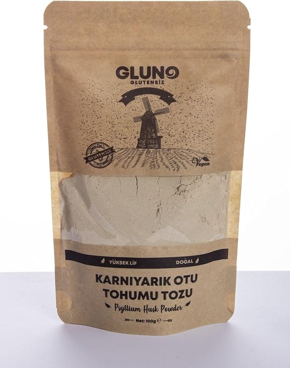 Gluno Glutensiz Karnıyarık Otu Tohumu Tozu - Psyllium 100G