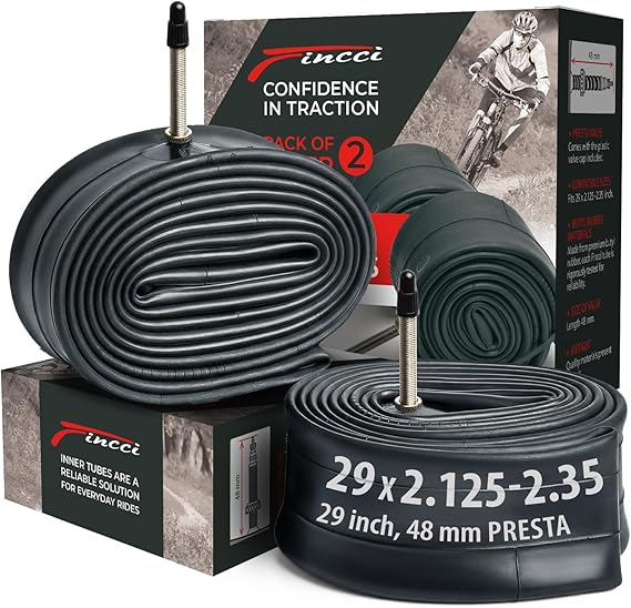 Pair 29 x 2.125/2.2/2.3/2.35 Mountain Bike Tubes 48mm Schrader/Presta | Butyl Rubber Bicycle Tubes 29 inch, Spare Inner Tube for Mountain, Hybrid and Cycle Bikes, Camaras de Aire para Bicicleta