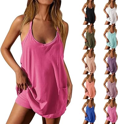 Womens Tennis Dress Athletic Workout Dress with Built in Shorts Adjustable Straps Mini Golf Dresses with Pockets