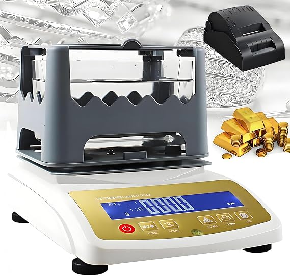 Gold K Value Tester, High Precision Gold Testing Analyzer Machine, Precious Metal Densimeter Density, Gold Silver Testing Machine, for Gold, Platinum, Palladium, Jewelry 300K+Printer