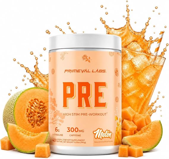Primeval Labs PRE High-Stim Pre Workout, 300mg Caffeine, Melon